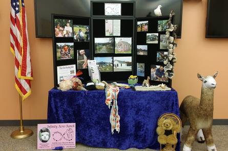 Display table with various farm items