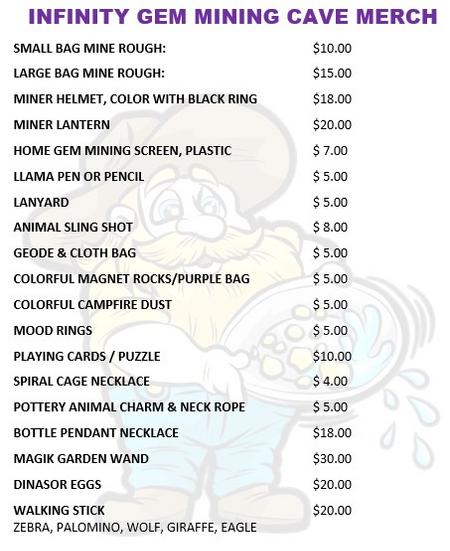 Infinity gem mining merchandise prices