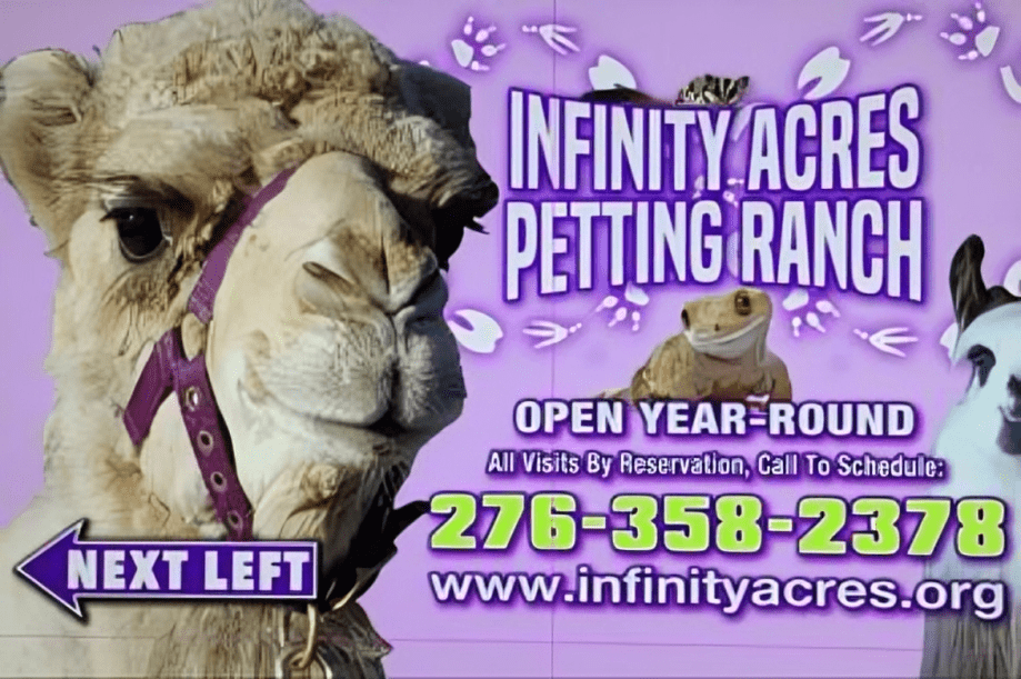 Infinity Acres contact details displayed