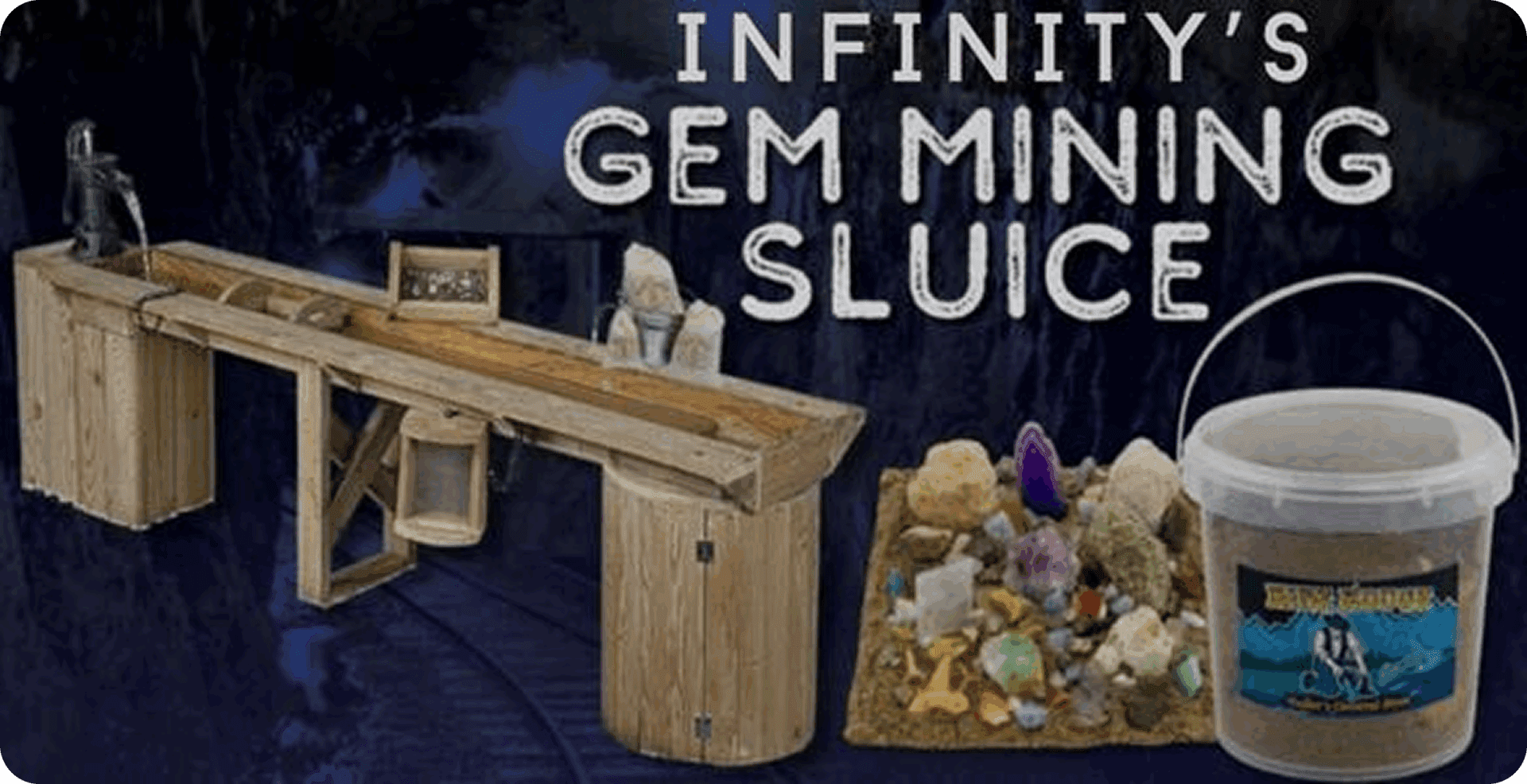 Wooden gem mining station and bucket