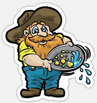 Cartoon prospector panning for gold