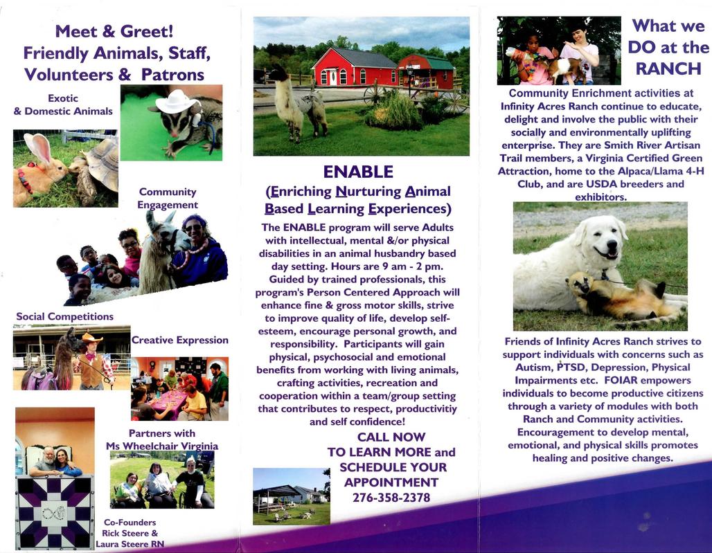 Animal therapy and enrichment activities brochure