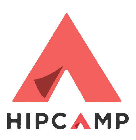Logo with a red stylized 'A' and the word 'HIPCAMP' below.