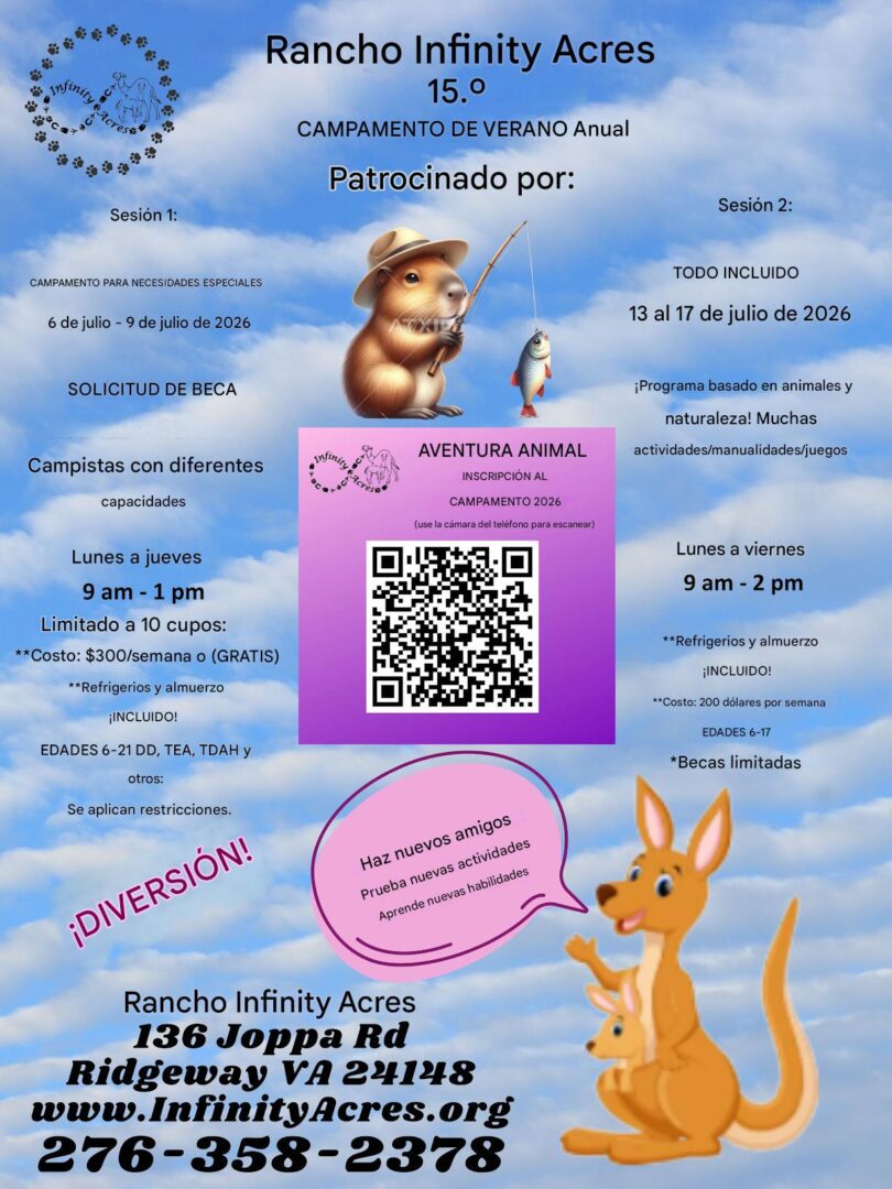 Flyer for a preschool event with a cartoon squirrel and rabbit on a blue sky background.